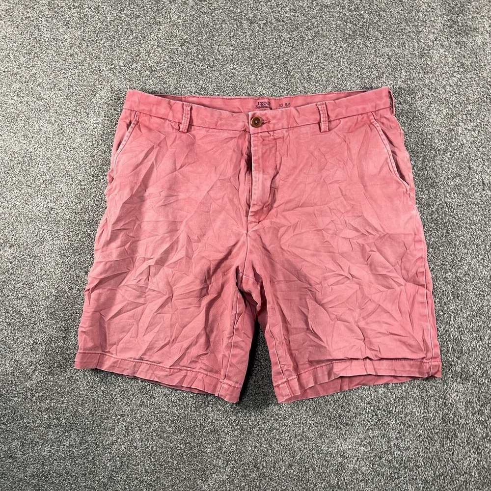 IZOD Saltwater Men’s 33 Pink Stretch Chino Shorts 9.5” Inseam